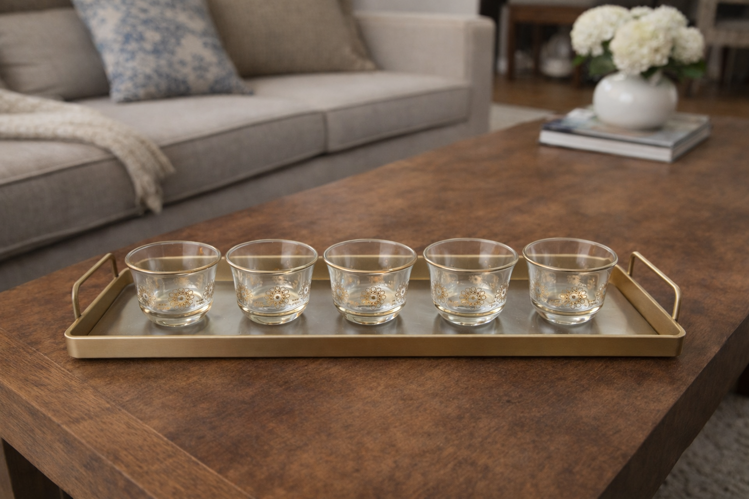 Golden Bloom Arabic coffee Glasses- Set of 6