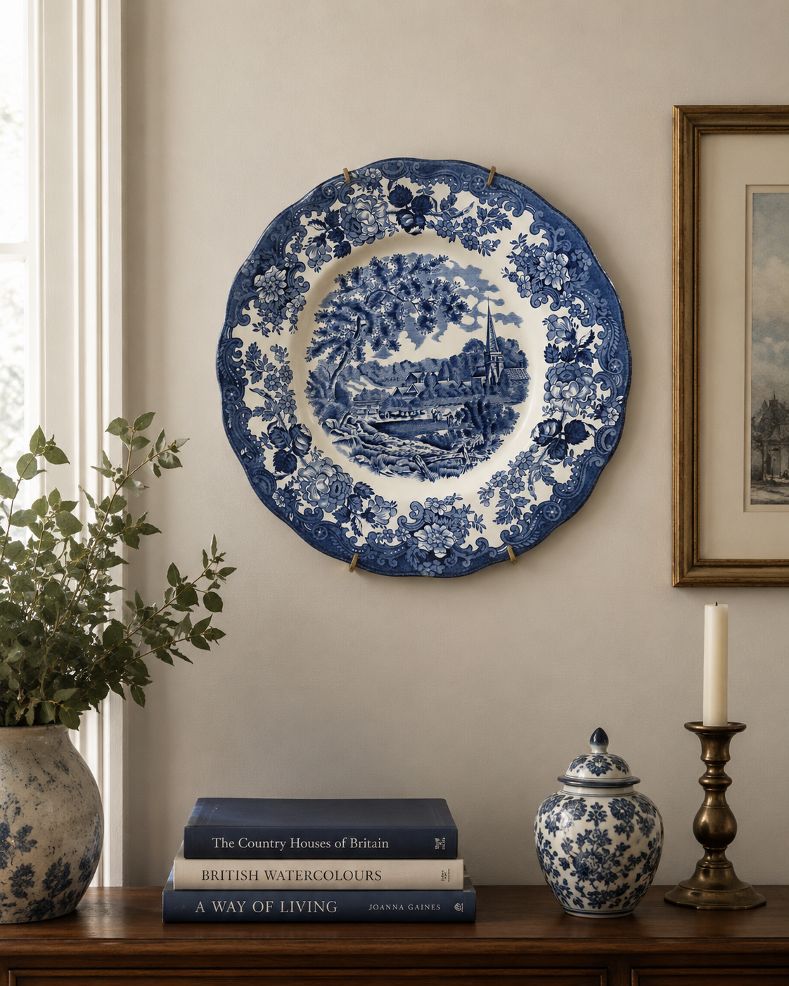 Royal Worcester "Avon Scenes" Blue Transferware Plate