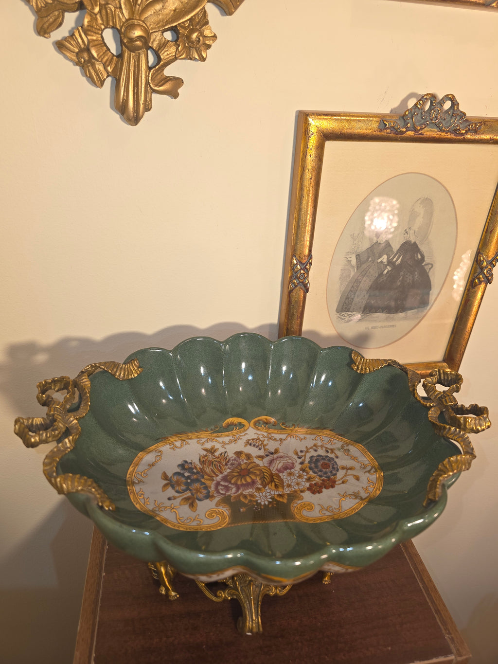 Château Paris Sèvres Style Centerpiece with Bronze Cherub Base