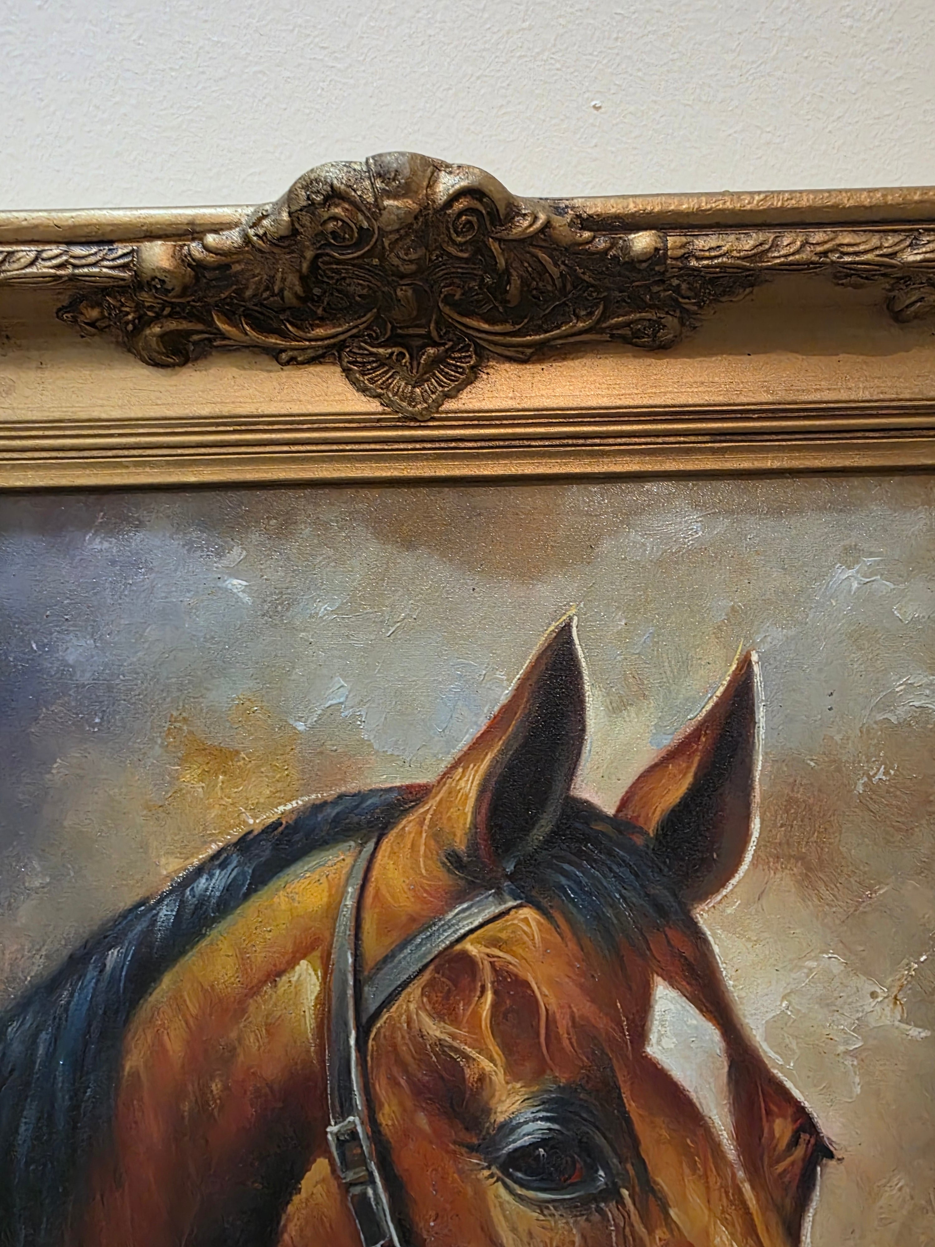 Antique Style Equine Oil Painting