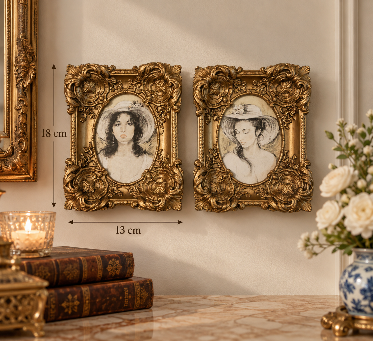 Small Timeless Feminine Elegance – Vintage Portrait Wall Art Duo