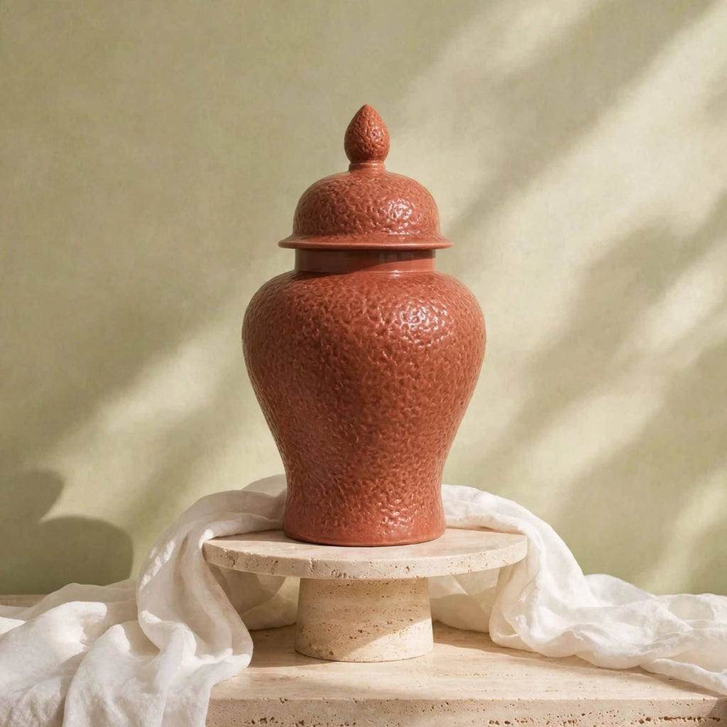 Textured Terracotta Ginger Jar