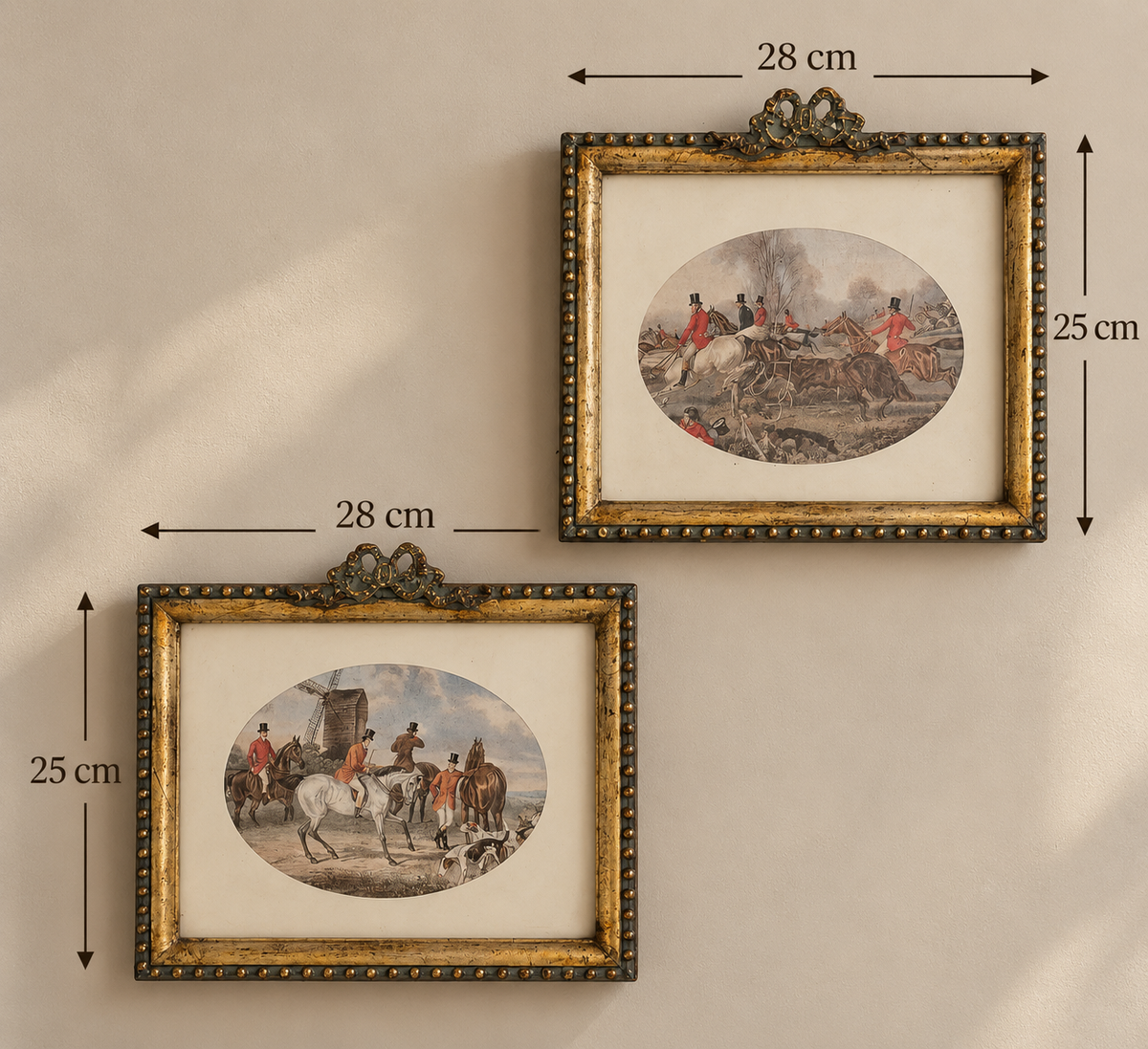 Vintage Equestrian Hunting Scene Prints – Pair