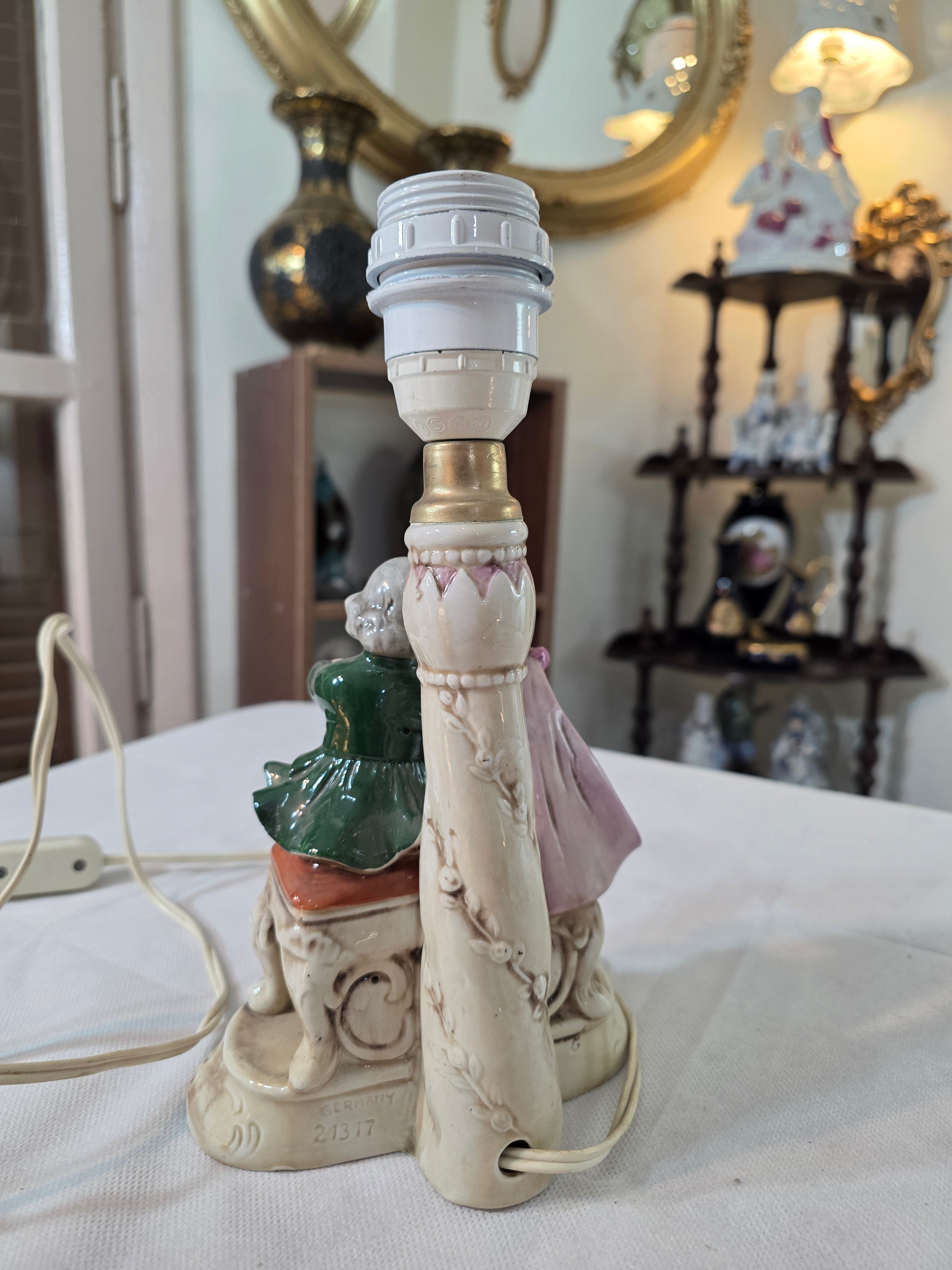 Vintage German porcelain figurine lamp – 1950s”