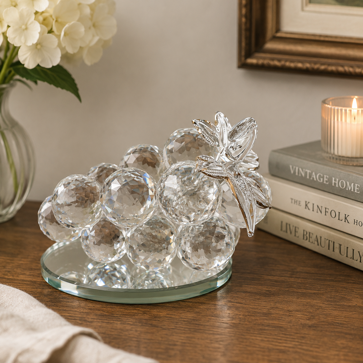 Crystal Grape Cluster Decorative Sculpture