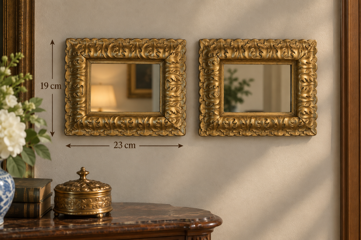 Title:
Vintage-Style Resin Matte Gold Ornate Wall Mirrors