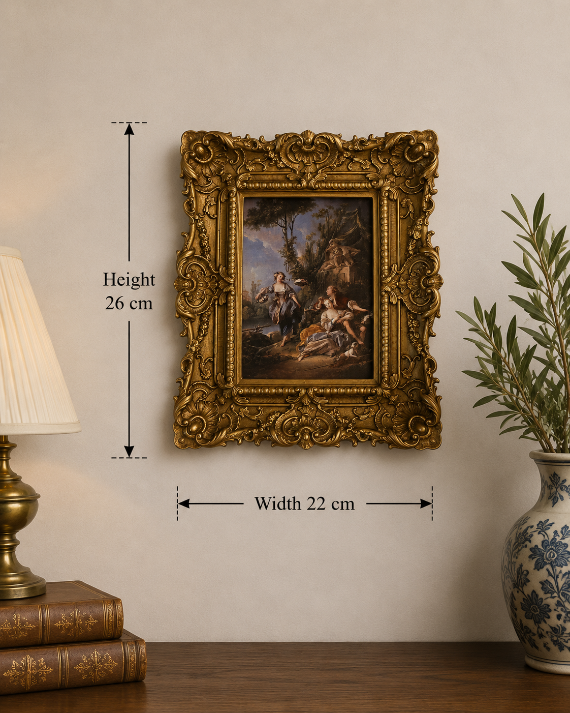 ✨ Vintage Rococo Pastoral Wall Art – Ornate Gold Resin Frame