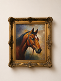 Antique Style Equine Oil Painting