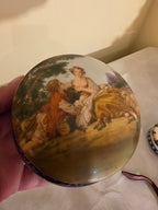 Vintage Cobalt Blue Porcelain Trinket Box – François Boucher Rococo Scene No. 9260