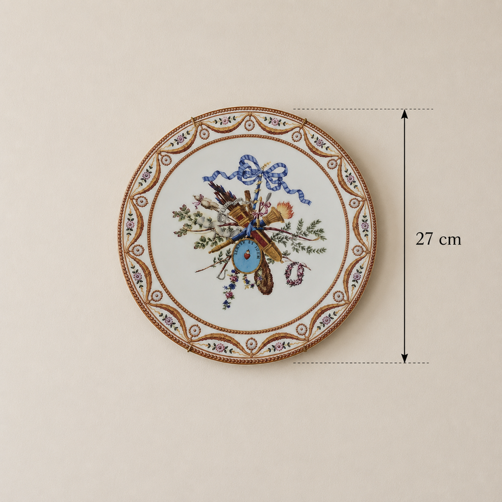 Antique French Sèvres-Style Hand-Painted Porcelain Wall Plate