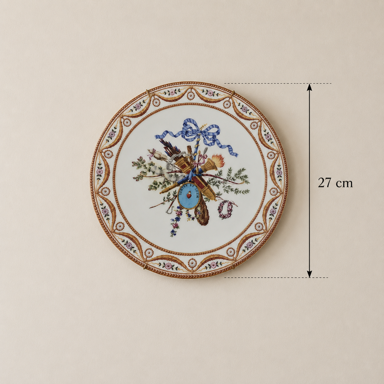 Antique French Sèvres-Style Hand-Painted Porcelain Wall Plate