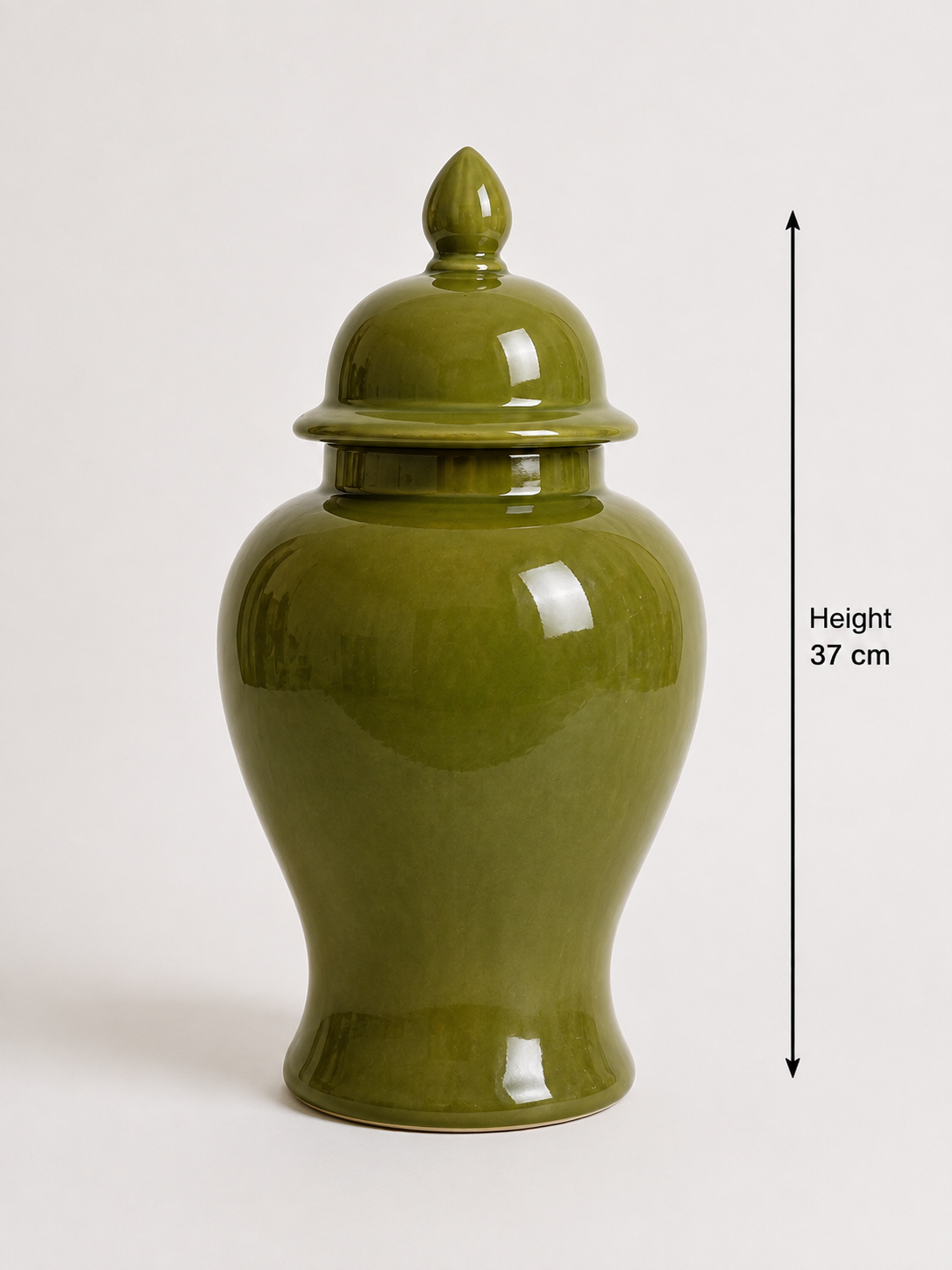 Olive Green Ceramic Ginger Jar