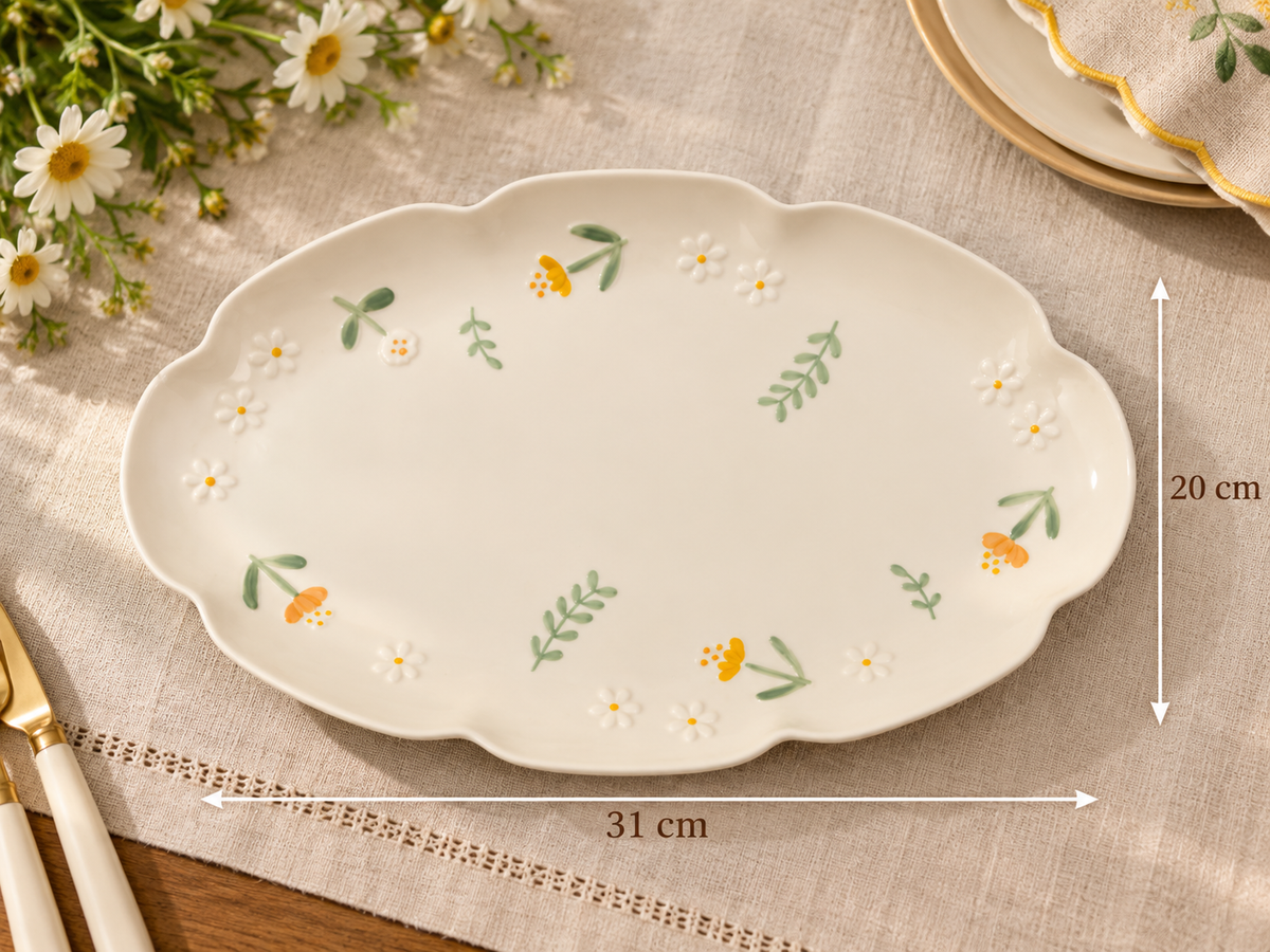 Daisy Meadow Scalloped Serving Platter