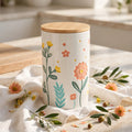 Imported 🌸 Floral Ceramic Storage Jar with Bamboo Lid – 880 ml - Home Center UAE