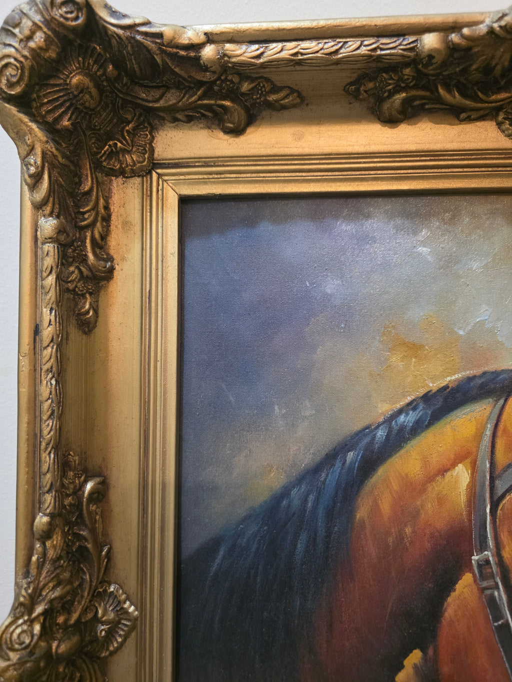 Antique Style Equine Oil Painting