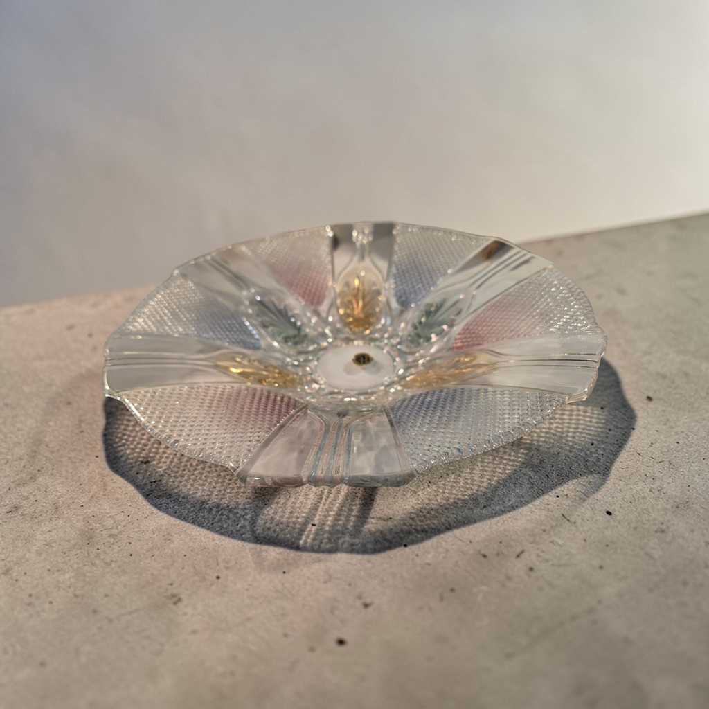 Vintage Japanese Cut Glass Serving Bowl – Iridescent Elegance