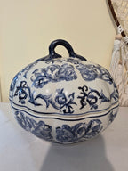 Vintage Bleu Blanc Cherub Bonbonnière