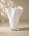 White Sculptural Murano Vase – Modern Minimal Elegance