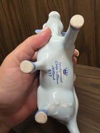 Vintage Hand-Painted Delft Blue Ceramic Cow Creamer with Windmill Design