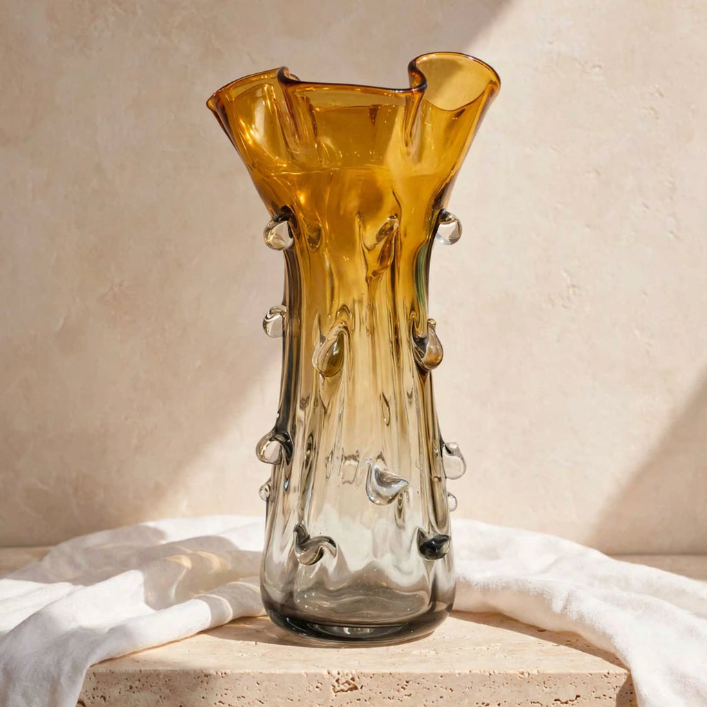 Amber Glow Murano Art Glass Vase