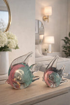 Blush Aqua Murano Glass Fish Duo