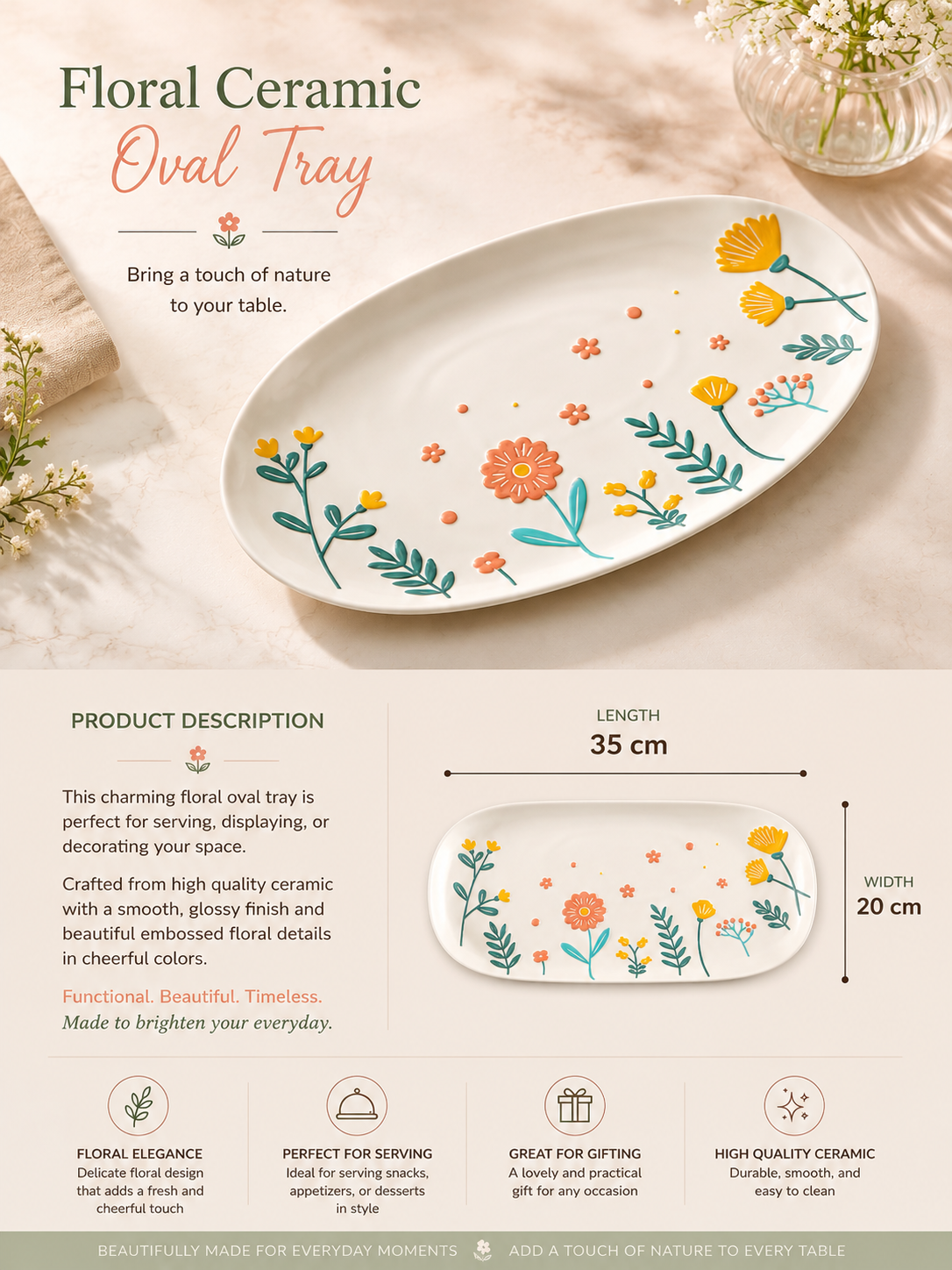 Oval Floral Tray 🌷