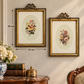 Vintage Floral Bouquet Prints in Ornate Golden Frames