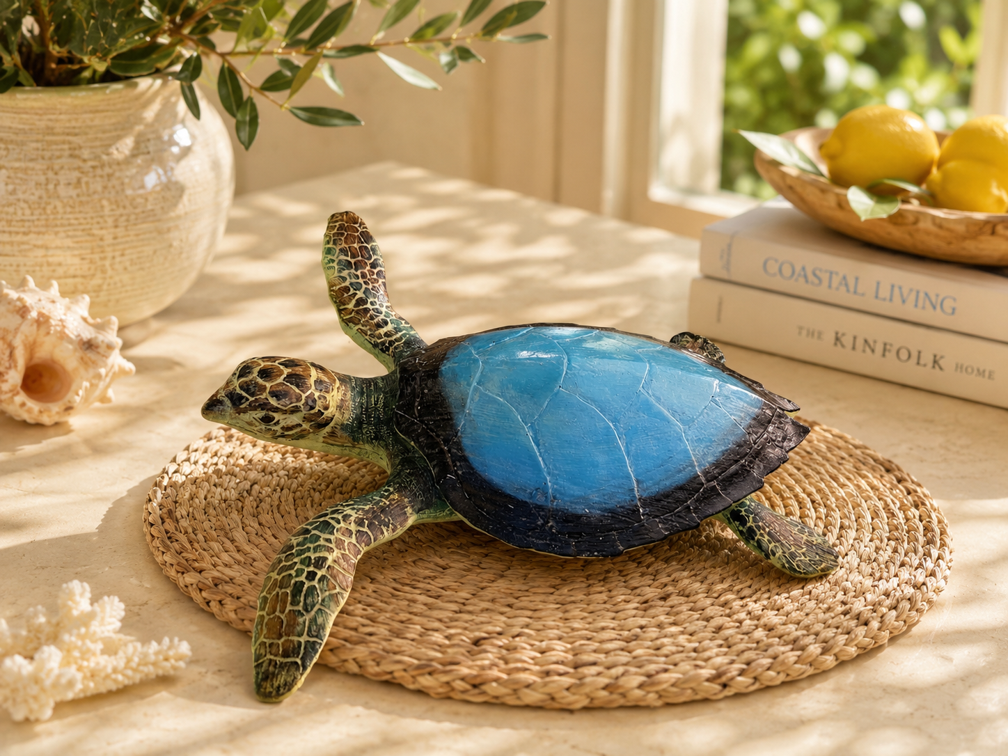 Coastal Sea Turtle Decorative Sculpture
