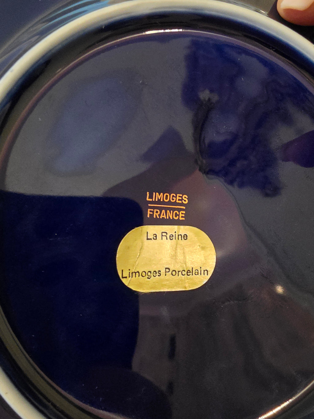 Vintage Limoges France "La Reine" Cobalt Blue & 22k Gold Courting Couple Collector Plate