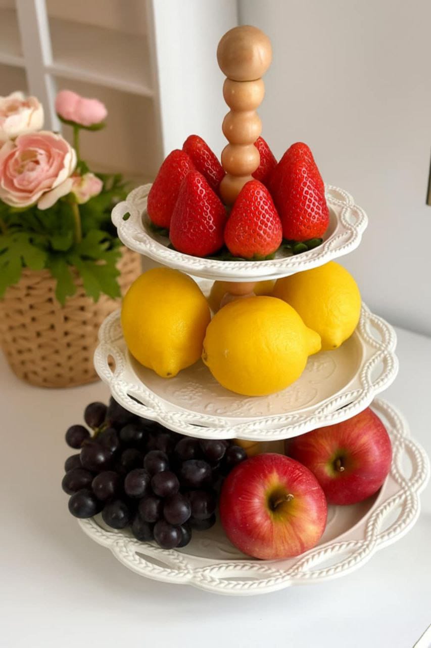 1 x 3-tier ceramic cake stand with
wood center post