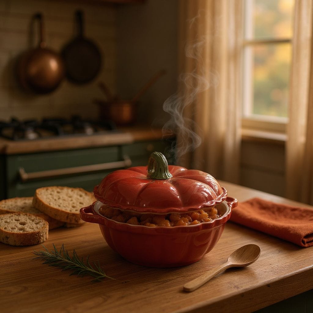 Pumpkin Ceramic Casserole with Lid — Oven to Table