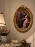The Pianist – Romantic Oval Wall Art in Ornate Gold Frame