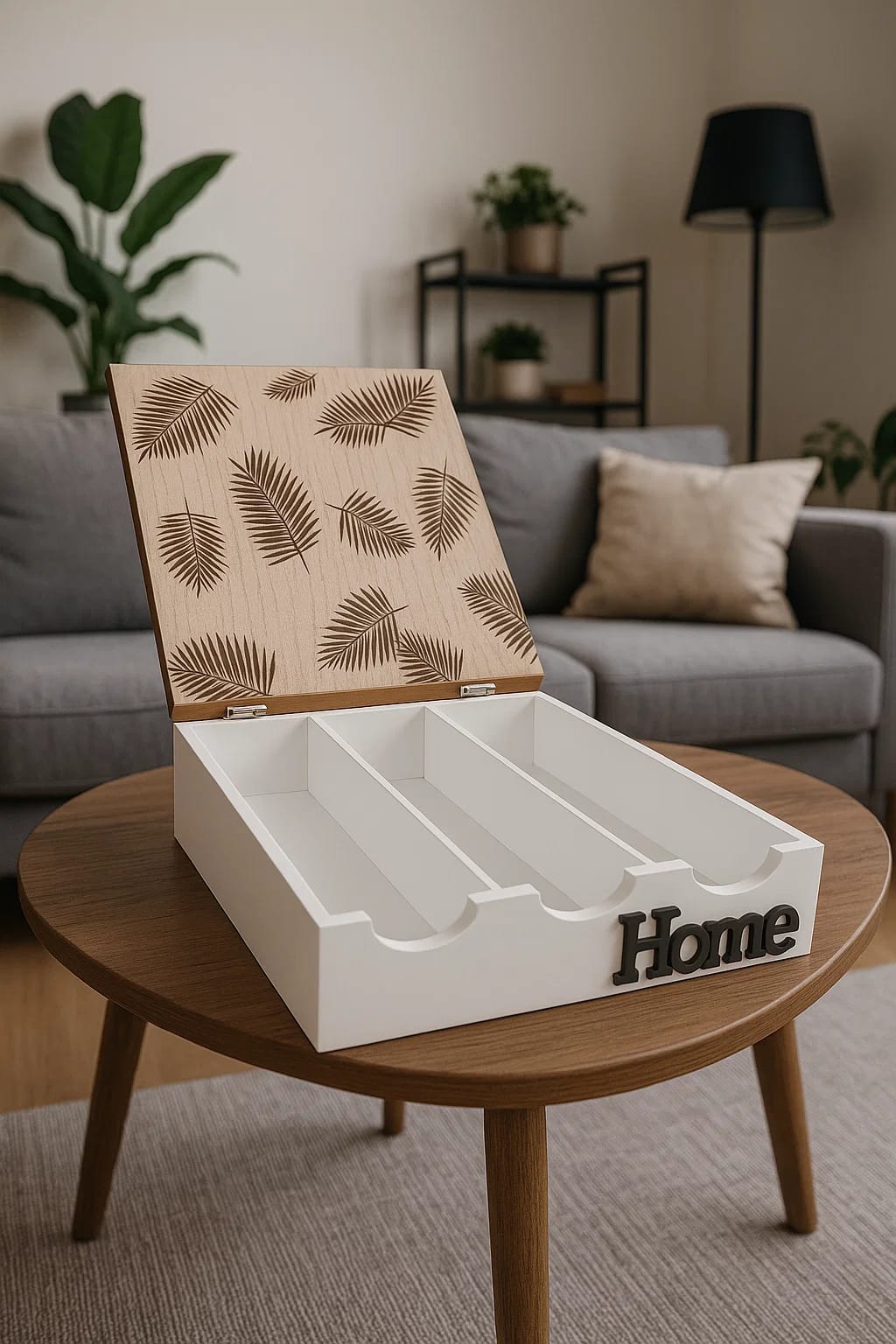 Wooden Tea Box Organizer — 4 Compartments