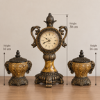 Vintage-Style Ornate Resin Clock & Bonbonnière Set