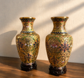 Cloisonné Floral Vases – Gold Heritage Pair
