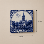 Vintage Boch La Louvière Delft Blue Wall Plaque – Prinsenhof with Oude Kerk