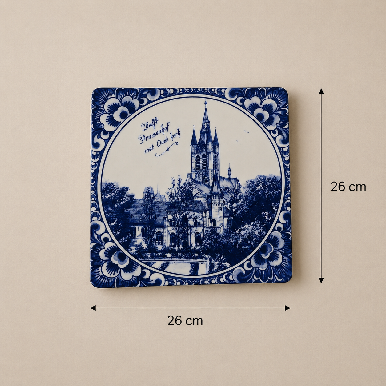 Vintage Boch La Louvière Delft Blue Wall Plaque – Prinsenhof with Oude Kerk