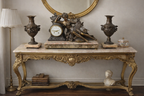 French Semi-Bronze Clock Garniture with Marble Base