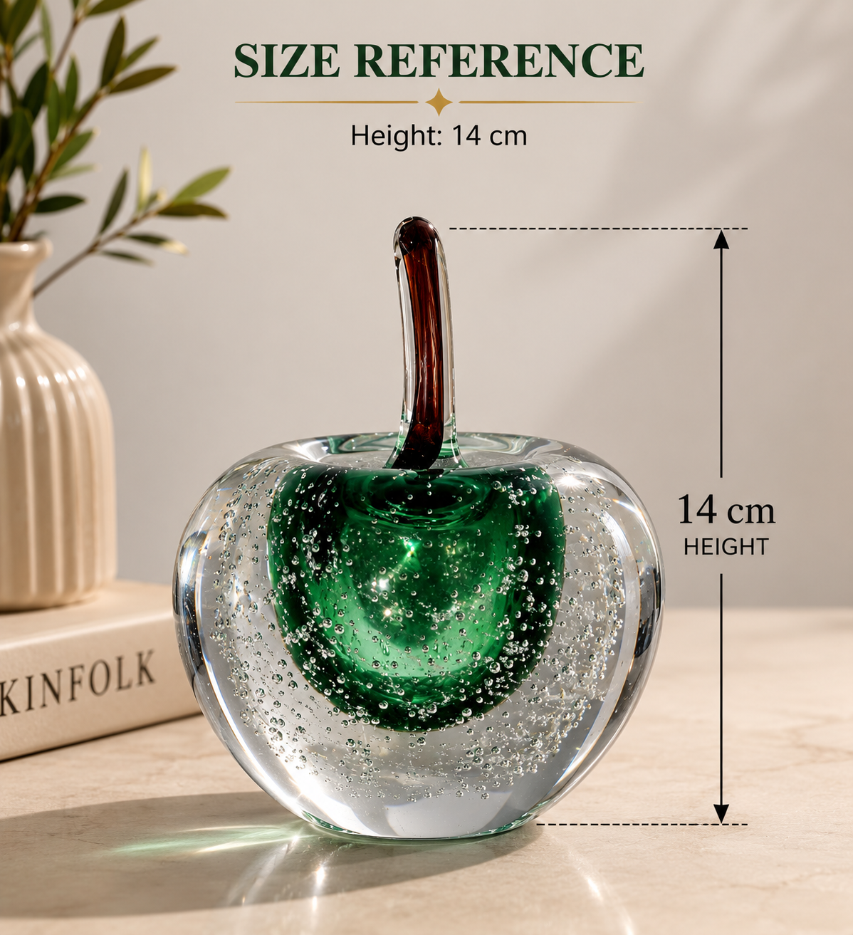 Emerald Murano Glass Apple Sculpture