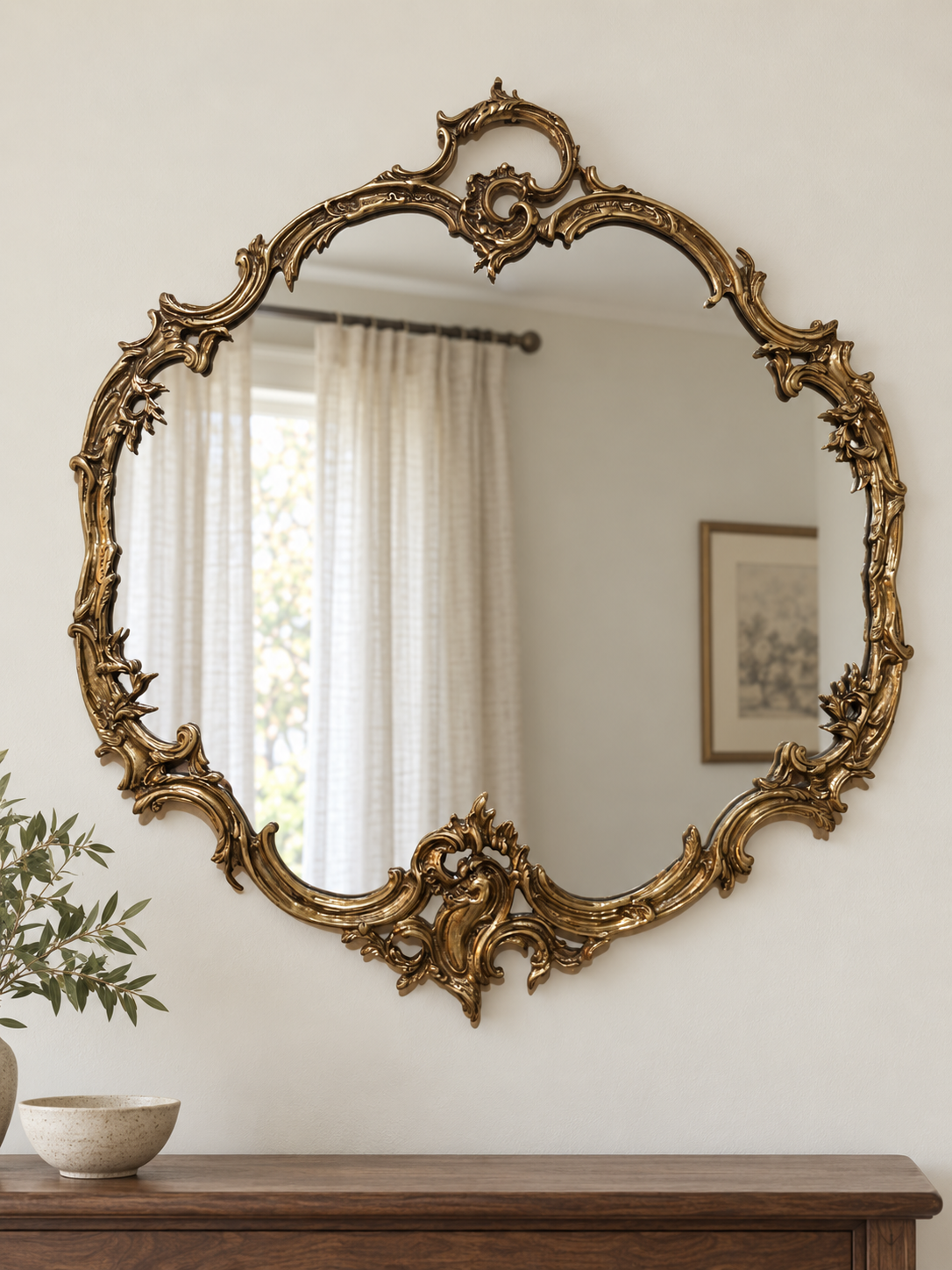 Vintage Ornate Copper Wall Mirror