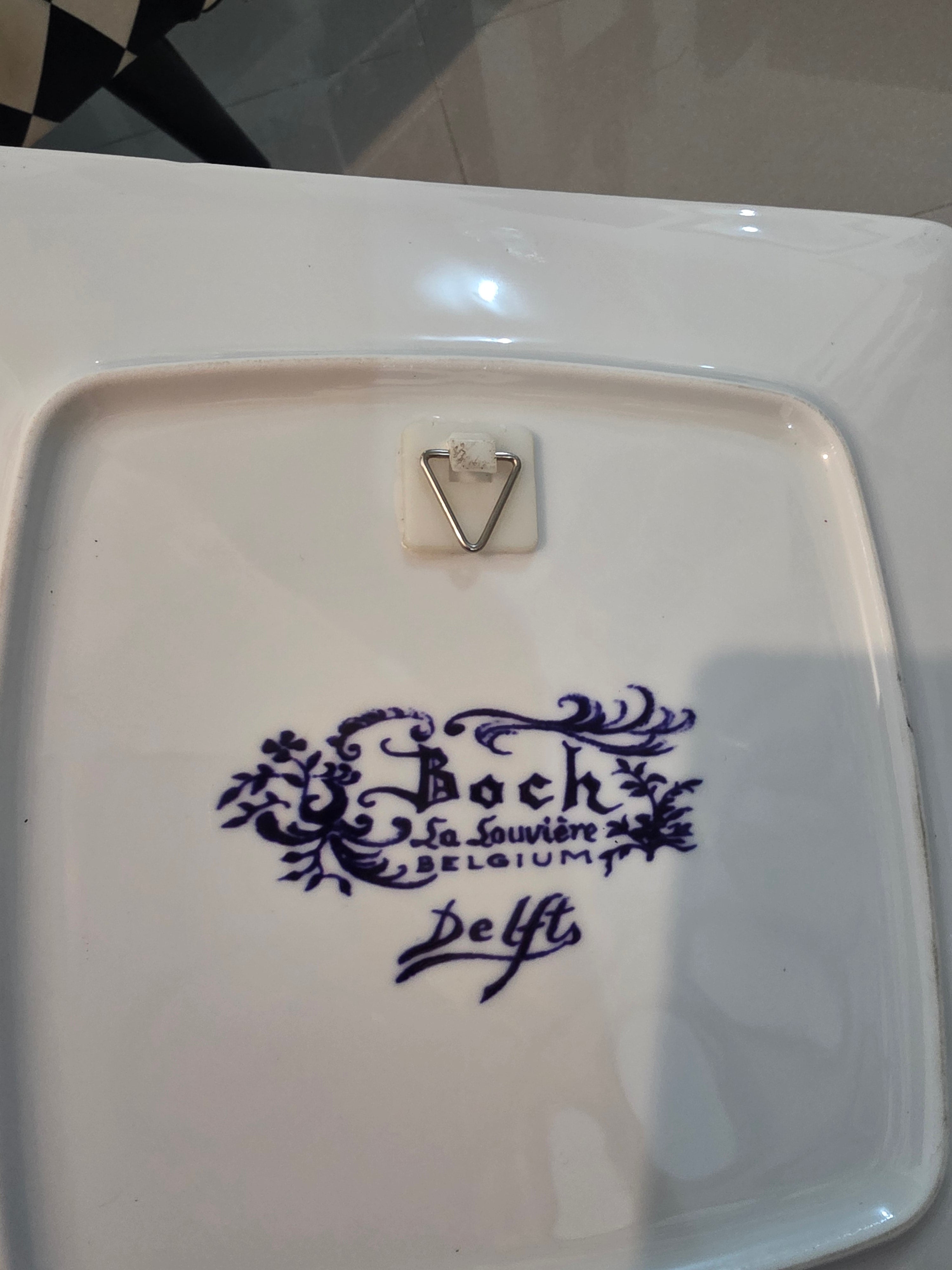Vintage Boch La Louvière Delft Blue Wall Plaque – Prinsenhof with Oude Kerk