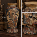 Vintage Japanese Satsuma Porcelain Vase – Hand Painted Geisha & Moriage Details