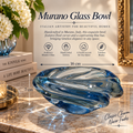 Smoky Blue Murano Sculptural Glass Bowl