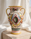Vintage Italian Deruta Maiolica Vase Raffaellesco Pattern Hand Painted Italy
