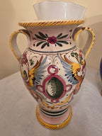 Vintage Italian Deruta Maiolica Vase Raffaellesco Pattern Hand Painted Italy