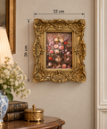 Romantic Floral Still Life – Ornate Gold Frame