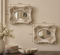 Petite Ornate Ivory Resin Mirrors – Set of Two