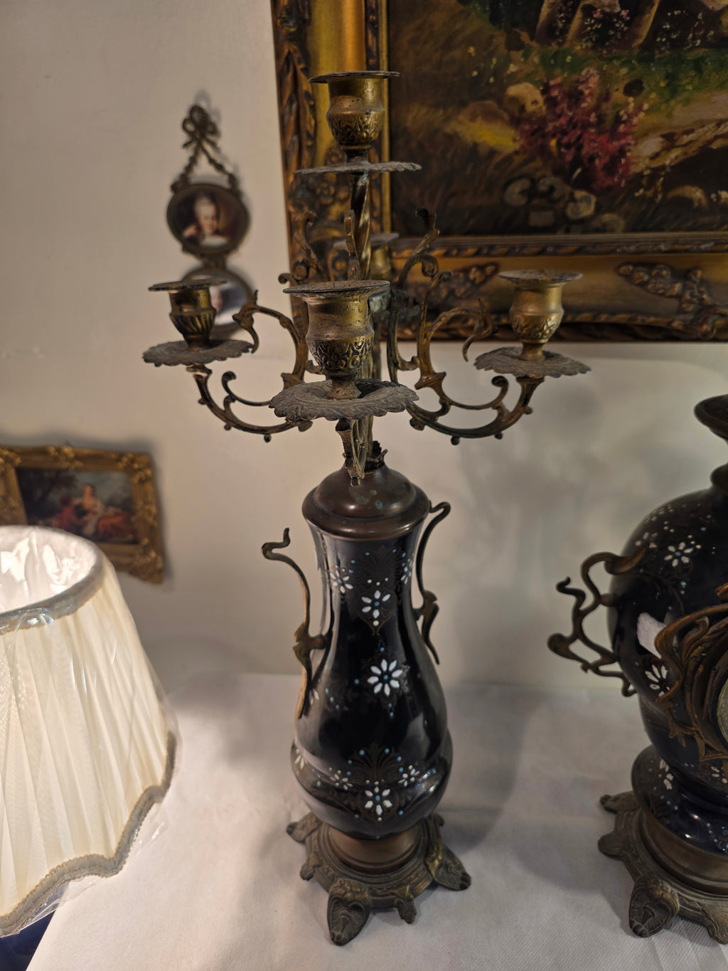 Antique Sèvres Garniture Set – Clock & Candelabra Pair