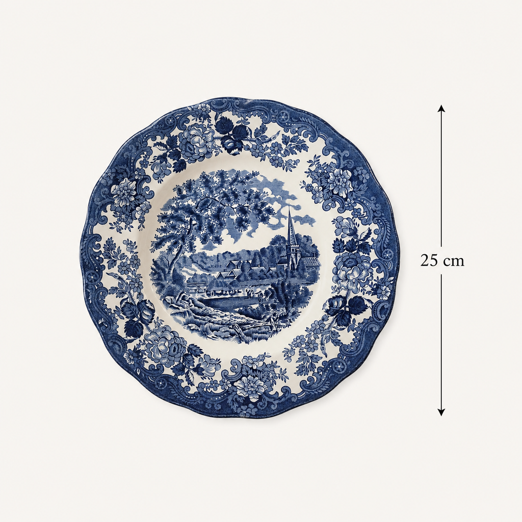 Royal Worcester "Avon Scenes" Blue Transferware Plate