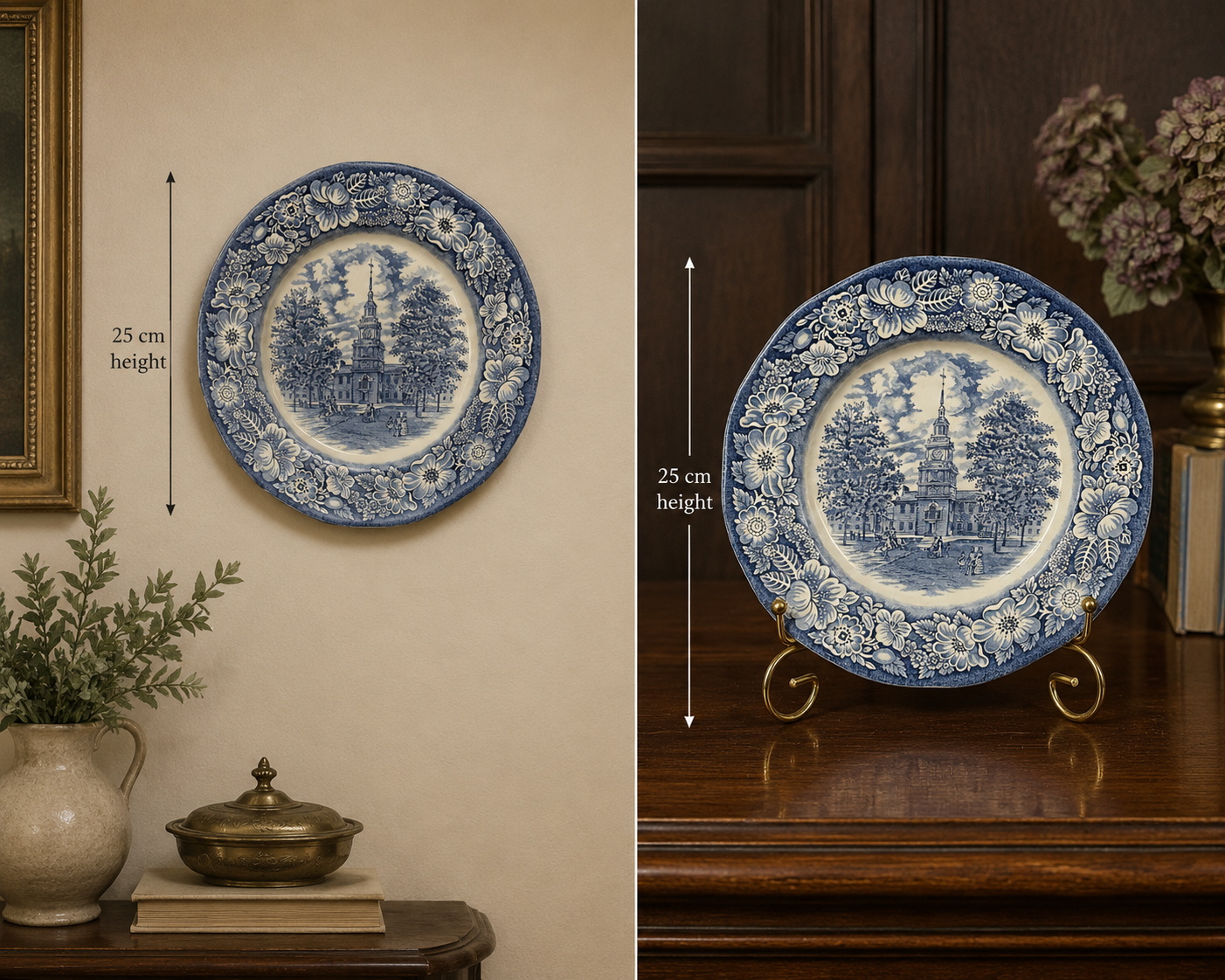 Liberty Blue Staffordshire Ironstone – Independence Hall Plate, Made in England